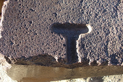 they created notches like these in the rocks and poured hot metal in them to hold the stones together