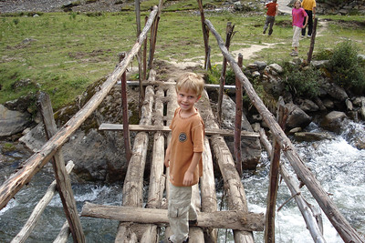 Benji on the bridge to the village of Wuilloc