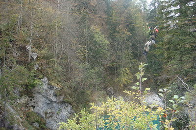 some German army troops were crossing the river by rope