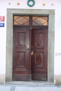 the big door at the Green Garland Pension