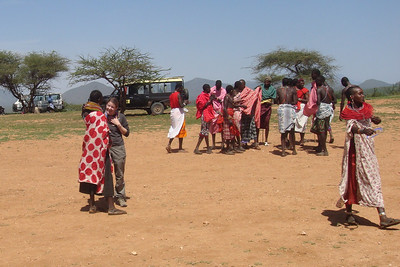 Meredith greeting a woman from the Samburu tribe