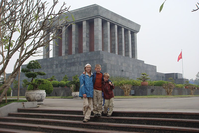 the communist-looking mausoleum of Ho Chi Minh