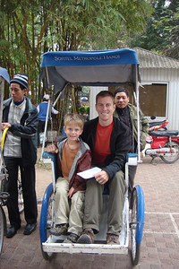getting ready for a cyclo ride through Hanoi
