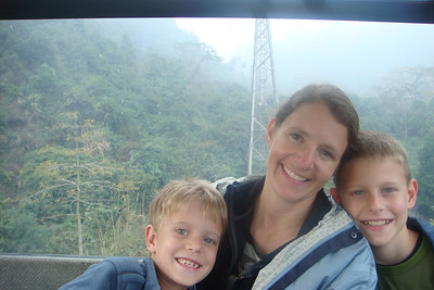 heading up the cable car