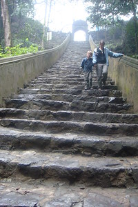 descending the steps to the pagoda