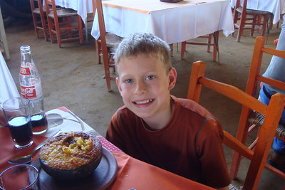 Nate with his traditional Chilean food, it tasted a lot better than it looks