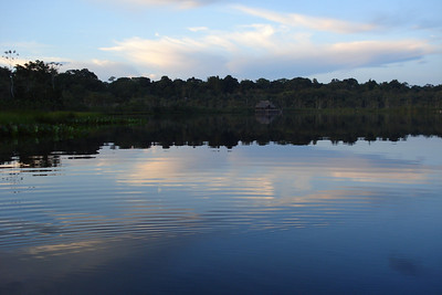 heading back to the lodge across the lake