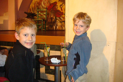 the boys enjoying their "free" drink before the flamenco show