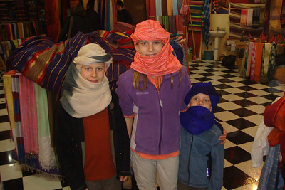 the kids tried on some turbans