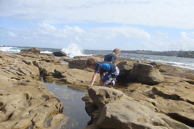 exploring the rocks at Ben Buckler