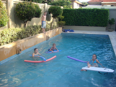 swimming at Bianca's house