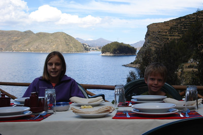 we had a wonderful outdoor lunch with views of the lake and Snow Mountains