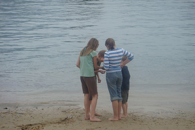 Bianca and our kids playing on the beach