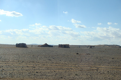 Berber nomads living among the rocks on the edge of the desert