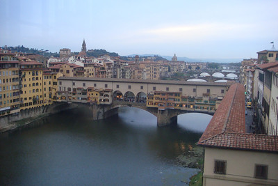 a view of the Ponte Vecchio from the Uffizi museum