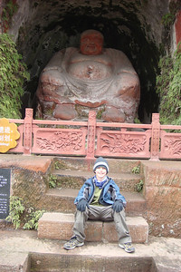 happy Nate with the Happy Buddha