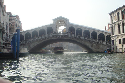 the Rialto Bridge from the water
