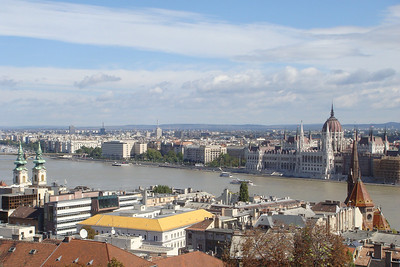 view of the Danube and Pest from the Fishermen's Bastion