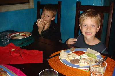 Nate was too busy eating to smile