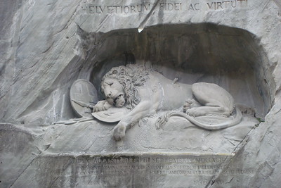 the impressive lion monument honoring fallen Swiss mercenaries
