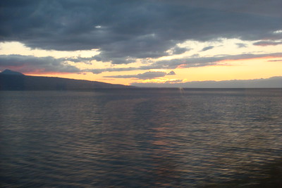 the setting sun on our last train ride in Switzerland