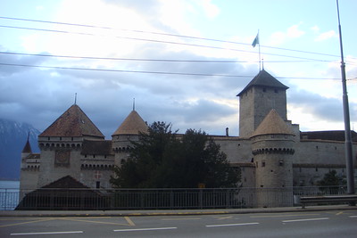 the Chateau de Chillon on the shore of Lake Geneva