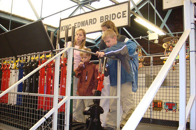 working the switches at the train museum in York