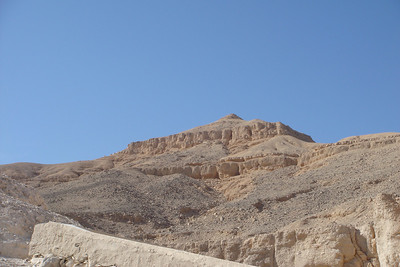 the mountain at the Valley of the Kings was shaped into a pyramid and orginally covered in gold