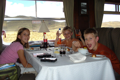 the kids enjoying their lunch