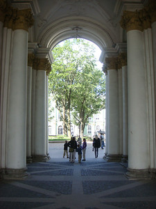 entering the Hermitage courtyard