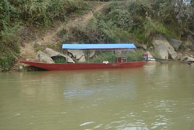 this is the boat we cruised in, notice the long propeller shaft