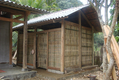 a newly constructed bamboo house