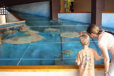 checking out the islands at the information center on San Cristobal