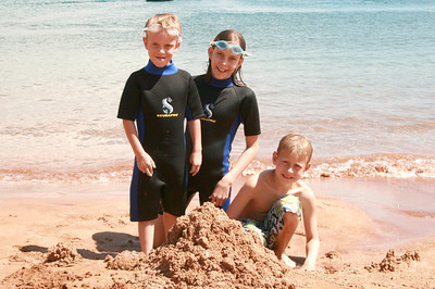 up on the beach to play in the sand