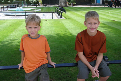 the boys in front of the ravens at the Tower of London