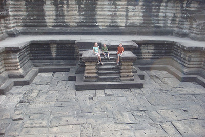 a pool in an inner courtyard of Angkor Wat