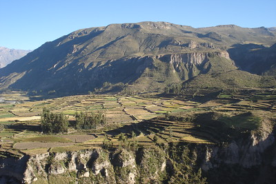 Colca valley, you can make out pre-Incan terraces about half way up the mountain