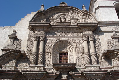 the ornate carvings of the Jesuit church