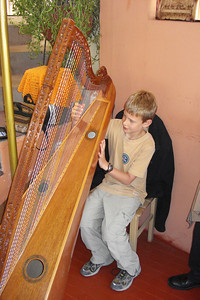 Nate strumming on a harp where we ate lunch