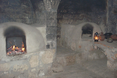the kitchen and sitting room in one of the nun's "cells"