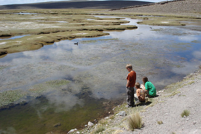 stretching our legs at a high altitude lake