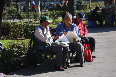 this man brings his typewriter to the square to type up legal documents for people