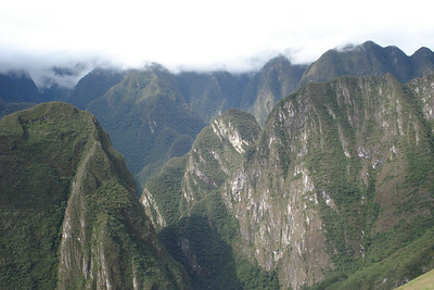 low clouds hanging over the surrounding Urubamba mountains