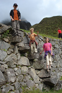 the kids on floating steps that farmers used to climb from terrace to terrace