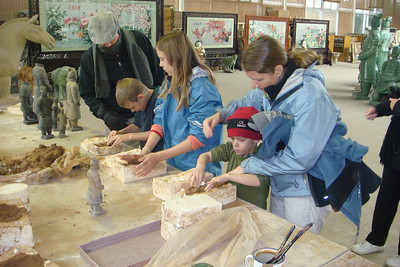 the kids tried their hands at making some terracotta warriors