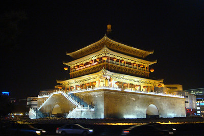 the bell tower pagoda at night