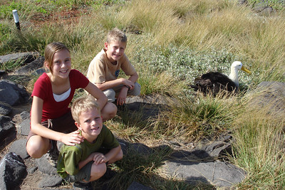 posing with a waved albatross