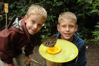 posing with an owl eye to show its size