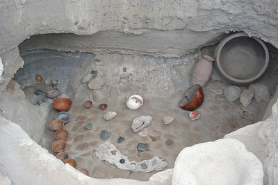a pre-Incan burial site, the big pots held the people