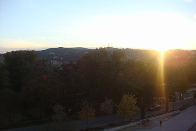the setting sun from our hotel room in Toledo